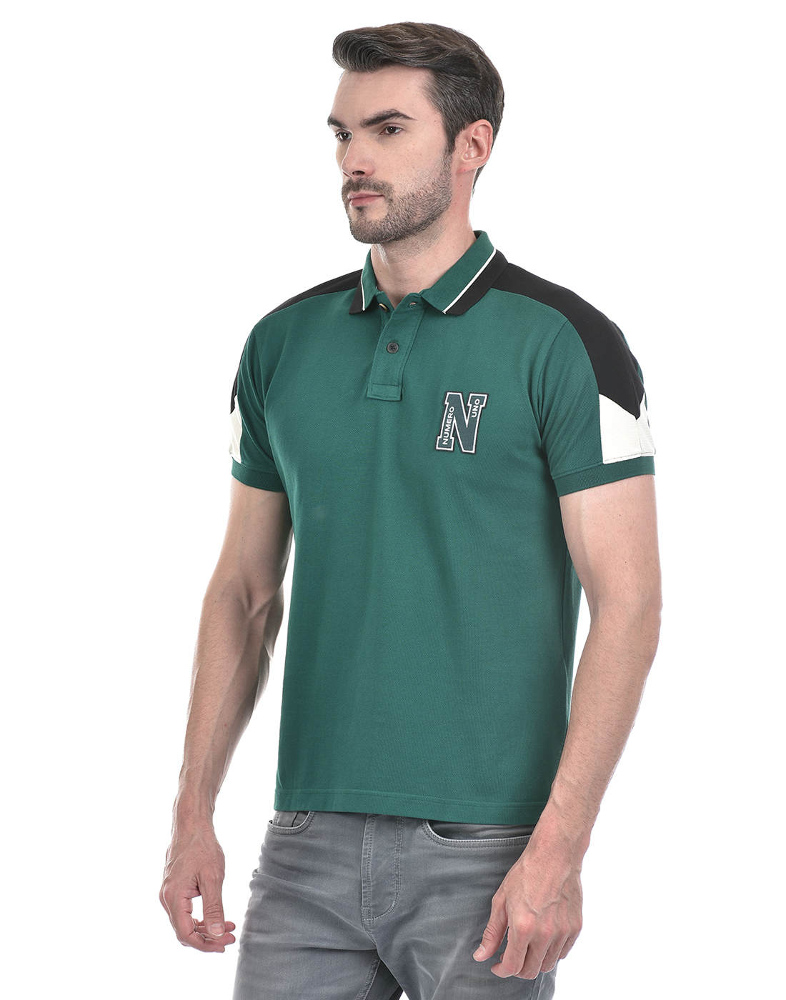 Numero Uno Men Color Block GREEN T-Shirt
